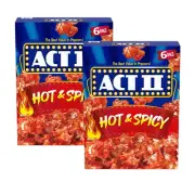 ACT II Hot and Spicy Flavor Microwave Popcorn, 12.7 oz. 6 Bags, 2 Boxes