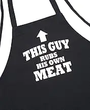 BBQ Apron This Guy Rubs His Own Meat Funny Aprons For Men, Black, Extra Long Ties, One Size Fit All, Black