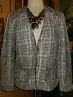 CHICO'S NWT $149 M 8/10 SIZE 1 women's tweed blazer fringe trim jacket multi