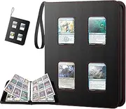 Mfancy Trading Card Binder with 4 Transparent Display Windows, 9 Pocket Double-Sided Protector, 900 Card Slots, Suitable for TCG,Yugioh,MTG,Football Cards, Leather Material,Ideal for Card Collection