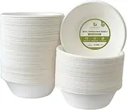 Compostable Paper Bowls 150-Pack, 18 oz - Heavy-Duty Plant-Based Bagasse for Hot & Cold Food, Biodegradable, Microwavable, Grease-Resistant, Soups, Salads & Snacks
