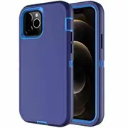 Apple iPhone 12 Pro Case Drop Resistant Defender Tradies Heavy Duty Rugged Shockproof Tough Cover (Navy Blue /Blue)