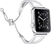 Secbolt Bling Bands Compatible Apple Watch Band 38mm 40mm Iwatch Series 4/3/2/1, Women Stainless Steel Metal Dress Jewelry Bracelet Bangle Wristband