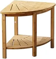 TALSAK 2-Tier Corner Shower Bench Seat Waterproof, Bamboo Shower Stool with Storage Shelf, Bath Stool for Seniors Disabled Women Elderly, Inside Shower Shaving Legs