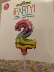 Mini foil air balloon cake topper number two,2 ,cake decor multicolor,baby