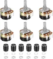 uxcell 6 Pack WH138 Potentiometer 1M Ohm Single-Joint Variable Resistors 3 Terminals Linear Taper Rotary with Knob Cap for Audio Volume Control
