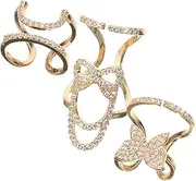 Nail Gems and Charms Fingernail Ring Set 3pcs Nail Art Accessories for Women Jewelry