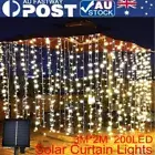 Solar Power Curtain Fairy String Lights 200 LED Wedding Garden Party Xmas Decor