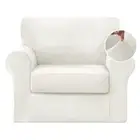 3 Pieces Velvet Stretch Armchair Cover Luxury 1 Seater Couch Cover with Backr...
