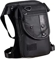 Fashionable Retro Waterproof Canvas Waist Bag Leg Bag Casual Men's Waist Bag Waist Bag Trunk Style Thigh Bag Hip Bag(Oxford Black)
