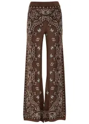 Amiri Bandana-intarsia Flared Knitted Trousers - Brown - M (UK12 / M) M (UK12 / M)