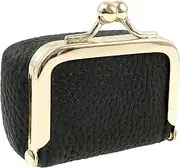 UKQRRTC Genuine Leather Mini Jewelry Box with Kiss Lock, Vintage Inspired Coin Purse, Portable Jewelry Case, Compact Travel Ring Box for Girls Women (Black)
