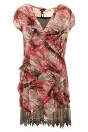 Squiggle Georgette Tunic With Silver Slip--THR-7266-1402