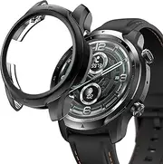 TenCloud Cases intended for TicWatch Pro 3 Case Soft TPU Shockproof Case Protective Cover Bumper Protector intended for TicWatch Pro 3 GPS Smartwatch (Black)