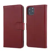 For iPhone 11 Pro Max Case Genuine Leather Wallet Protective Cover Wine Red