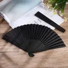 Decoration Bamboo Fans Ribs Hand Held Black Silk Folding Fan Chinese Style