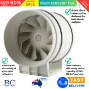 8" Inch Silent Extractor Fan Duct Hydroponic Inline Exhaust Vent 130w 2550rpm