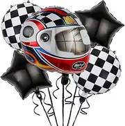 Race Car Balloons Motor Helmet Wheel Tire Balloon Birthday Party Decorations for Boys Foil Mylar Dirt Bike Hot Wheel Racing Car Theme Party Supplies Monstor Truck Party Favors Decor (Chessboard)