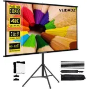 Veidadz Projector Screen with Stand Foldable White Wrinkle-free 60-120 Inch 16:9