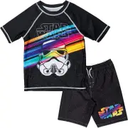 Star Wars ☆ Storm Trooper Boys' Rash Guard & Swim Trunks Set ☆ Boys 10-16