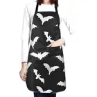Bats Halloween Waterproof Apron With 2 Pockets Kitchen Chef Aprons Bibs For C...