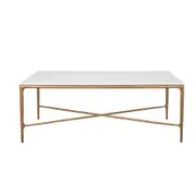 Heston Rectangle Marble Coffee Table - Brass