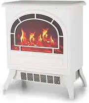 Electric Fireplace Stove Heater Freestanding Portable Indoor Space Heater Portable Fire Place with Log Burner Flame Effect with Overheat Safety Protection 2 Heat Settings 900/1800W (Color : White)