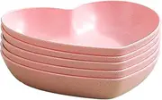 5 Pack 6 Inch Heart Shape Mini Dipping Sauces Bowls, Unbreakable Wheat Straw Small Snack Dessert Dishes, Salad Plates for Sushi Side Dish Fruit Appetizer Cake, Pink