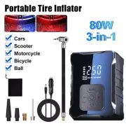 Cordless Car Bike Tire Inflator Air Compressor Pump 80W Inflator w/ LED USB Out