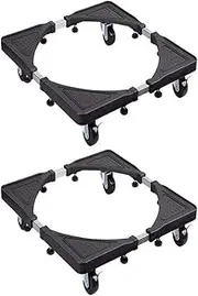 Set of 2 Adjustable Washing Machine and Refrigerator Stands - Heavy Duty Mobile Base with Locking Wheels, Universal Furniture Trolley for Washers, Dryers, Refrigerator and More