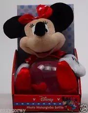 Disney Minnie Mouse Valentine's Photo Waterglobe Softie Plush Stuffed Toy NWT