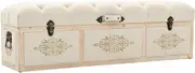 VRAXO Storage Bench 110 cm Cream Solid Firwood and Fabric -15KG,339296