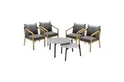 Livsip 6PCS Outdoor Patio Setting Grey 70cm Coffee Table Set