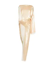 asymmetric sequinned chiffon maxi dress IT40 Nude