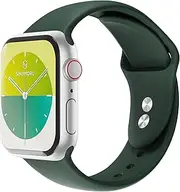 [Sinjimoru] Silicone Apple Watch Band, Compatible with Apple Watch 38mm, 40mm, 41mm, 42mm, 44mm, 45mm, 49mm, for Women or Small Wrists, Dark Green