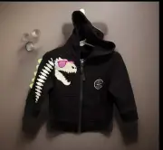 Boys Infant Dinosaur Hooded Glows In Dark On Arm Spikes Down Arm ZipUp Jacket