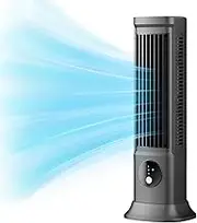 Desktop Tower Fan, Portable Bladeless Desk Fan with 3 Speeds Adjustable, 10 in Air Cooler Small Fan Quiet Table Fan for Bedroom Office Home Outdoor