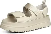 [CLOVALUB] Womens Platform Sandals Flat Sandals Women Sandals with Back Strap Summer Footbed Sandals Adjustable Leather Slip On