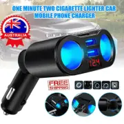 Car Charger Dual USB Cigarette Lighter Adapter 2 Socket Splitter Multi Power 9B