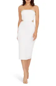 Dress the Population Ari Rhinestone Strapless Dress in White-Silver at Nordstrom, Size Small