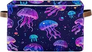 RPLIFE Purple Blue Jellyfish Room Storage Bins, Decorative Box with Handle for Home, Set of 2