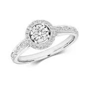 0.35ct Diamond Illusion Solitaire Ring Sizes J-Q