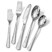 Hammered Silverware Set, Flatware Set, 18/10 Stainless Steel Premium Cutlery ...