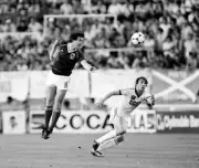 John Robertson Of Scotland In Action As Anatoliy Demyanenko 1982 Soccer Photo