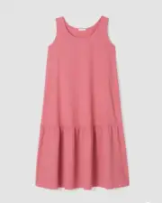 NWT Eileen Fisher Organic Cotton Pucker Tiered Midi Plus Size Dress Sz 3X/Bright