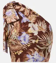 [Zimmermann] Zimmermann Coco floral one-shoulder cotton top AU 12 brown