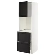 METOD / MAXIMERA hi cab f ov w dr/2 frnts/2 hi drwrs, white/Lerhyttan black stained, 60x60x200 cm