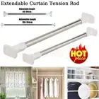 Telescopic mesh tulle tension curtain track rod retractable Clothes hanging rod