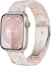 [Vamyzji] Compatible with Apple Watch Band 42mm(Series 10) 41mm 40mm 38mm, Adjustable iWatch Strap with Stainless Steel Buckle for Apple Watch Series 10 9 8 7 6 SE 5 4 3 2 1(Flower Pink Starlight)