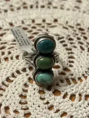 Native American Navajo Handmade Sterling Silver Sonoran GoldTurquoise Ring 10.5